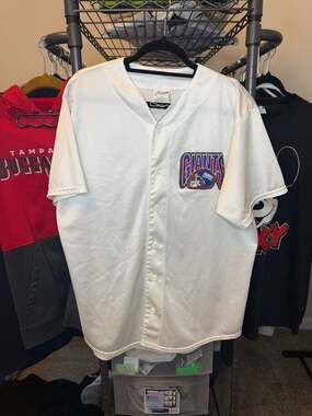 Vintage Majestic New York Giants NFL Mesh Button-Up Jersey White Size Large